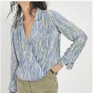 Anthropologie Blue and Green Blouse